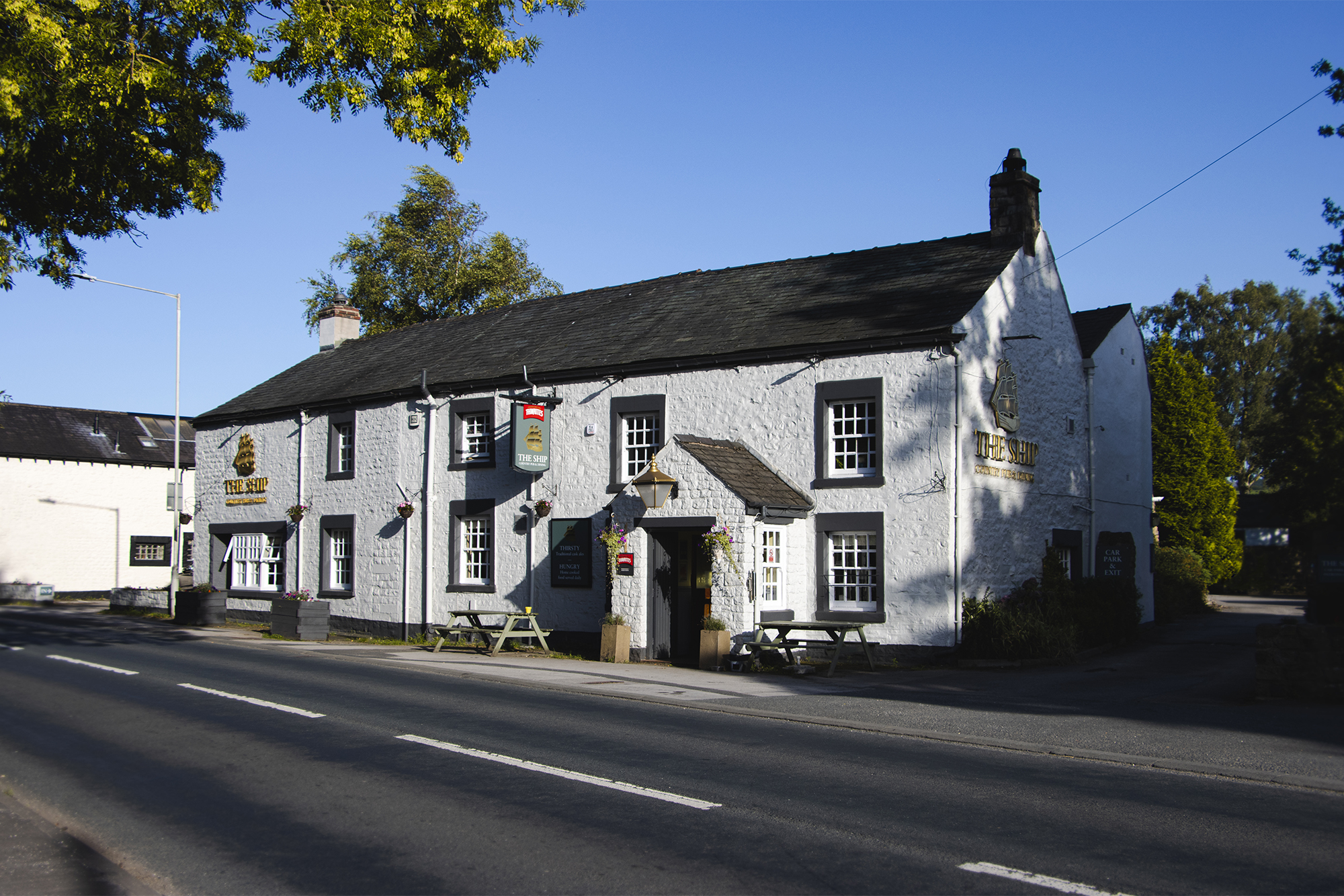outside front view of the historic pub the ship inn at caton